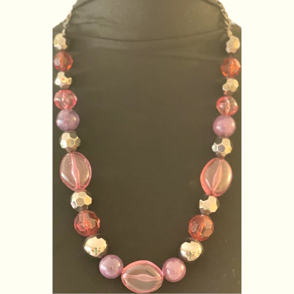 New York & Co Black Tone Beaded Chain Necklace